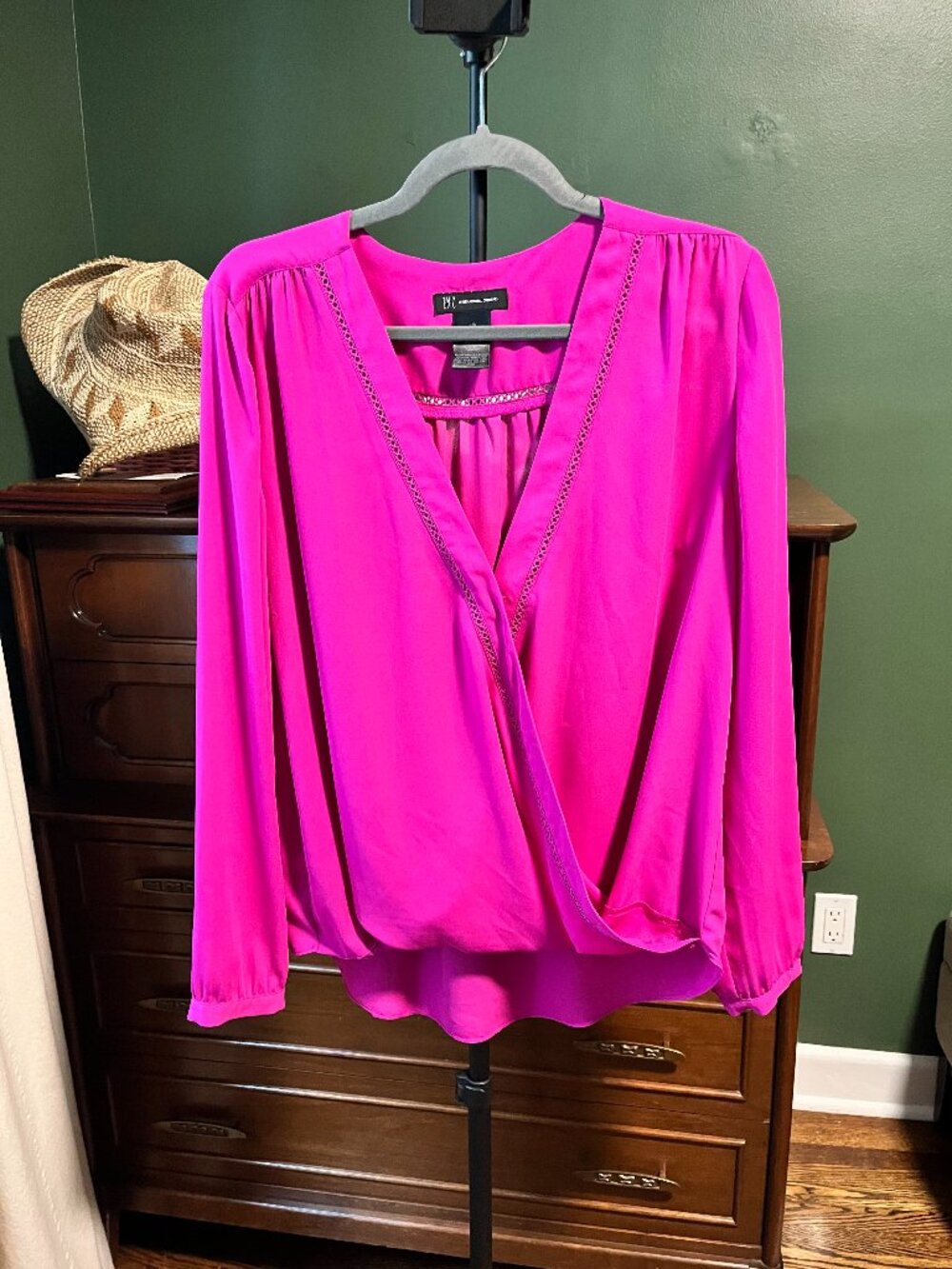 INC Pink Crossover Blouse Size Large